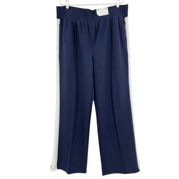 Stylus Womens Navy Platoon/White High-Rise Wide Leg Pants XXL Wide Waistband NWT - Picture 1 of 12